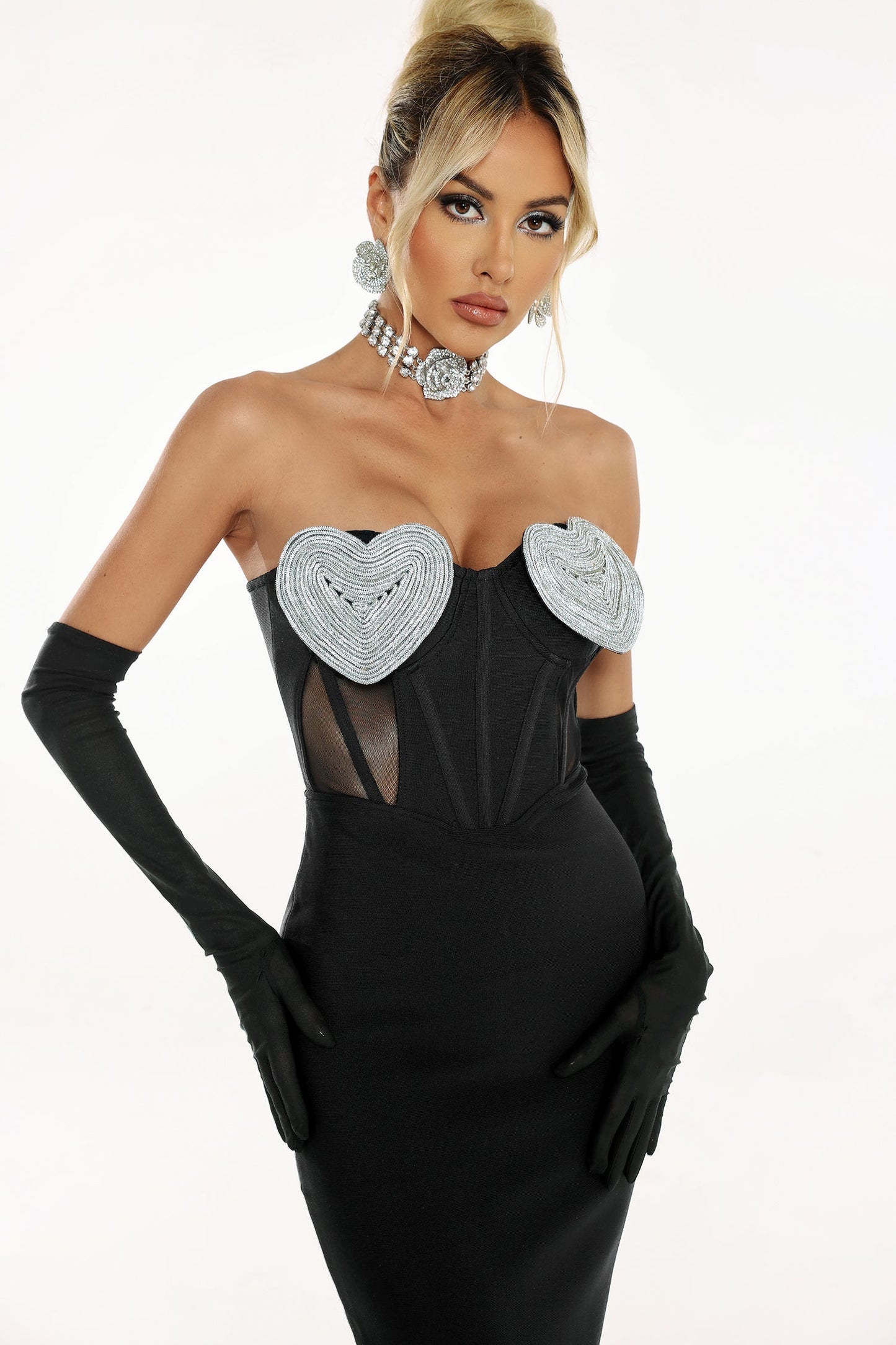 Abito a fascia senza spalline Pom Diamante