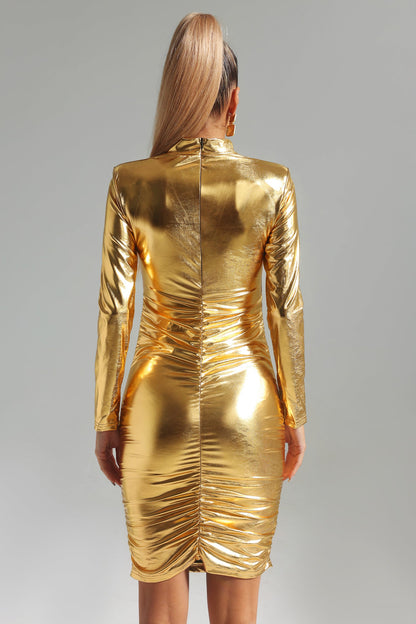 Maud - Vestito midi a maniche lunghe metallizzato