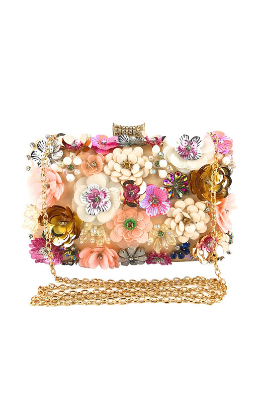 Pochette con paillettes a forma di fiore Lucica