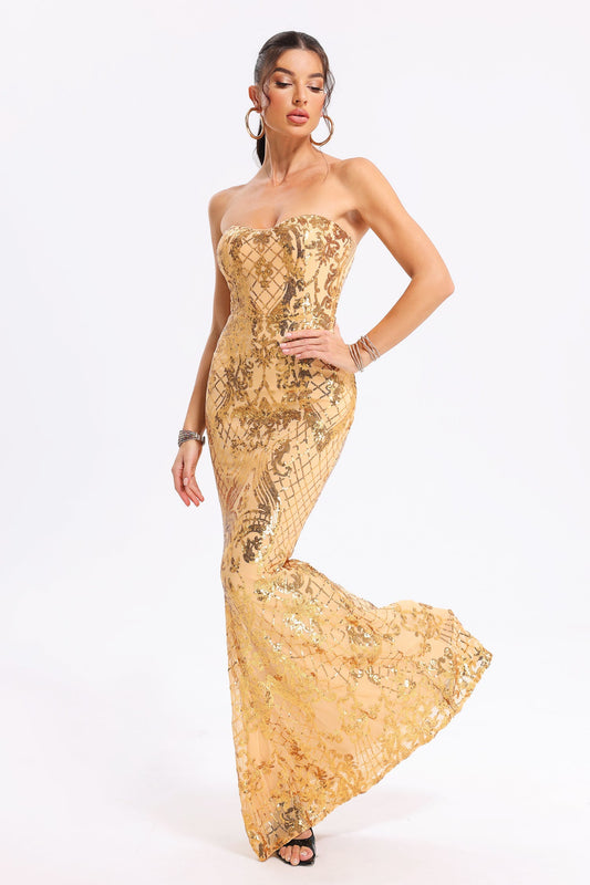 Il vestito di Clara Golden Sequins