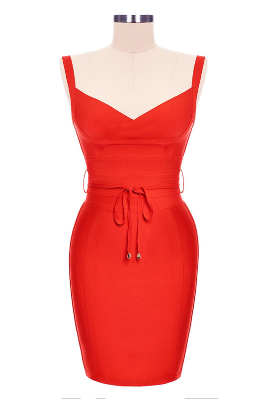 Cintura con cintura e fusciacche per il vestito Bodycon - Rosso