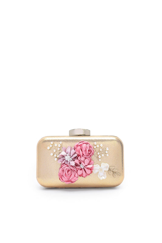 Pochette Hester con perle floreali