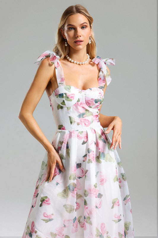 Abito con spalline in rete con stampa Neal Flower