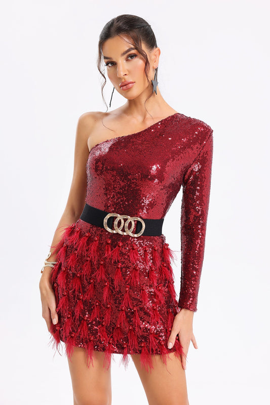 Satu - Vestito monospalla con paillettes
