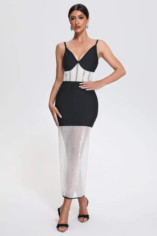 Devonne Abito fasciatura midi con paillettes