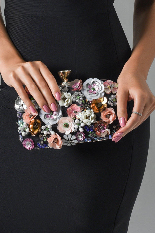 Pochette con ricamo floreale Rex