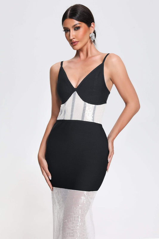 Devonne Abito fasciatura midi con paillettes